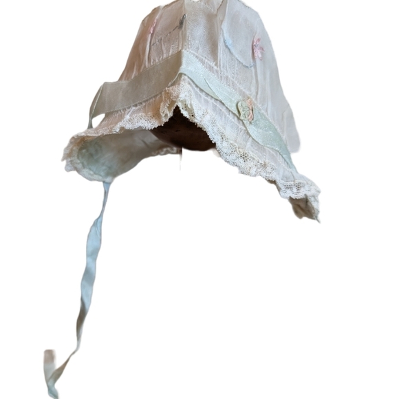 VICTORIAN Lace Silk Authentic Heirloom Childrens Vintage Retro Bonnet Hat - Picture 7 of 9